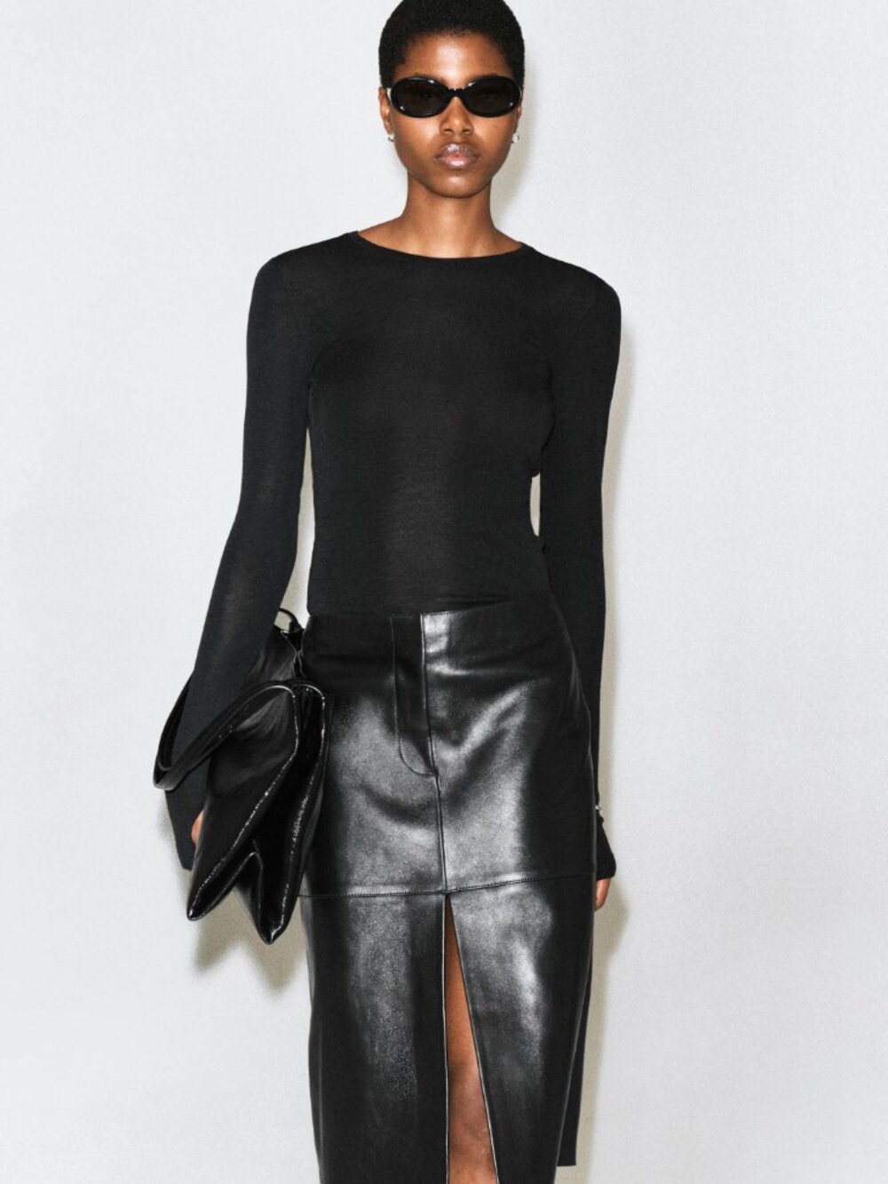 COS Sheer Slim Merino Wool Top – Black - M
